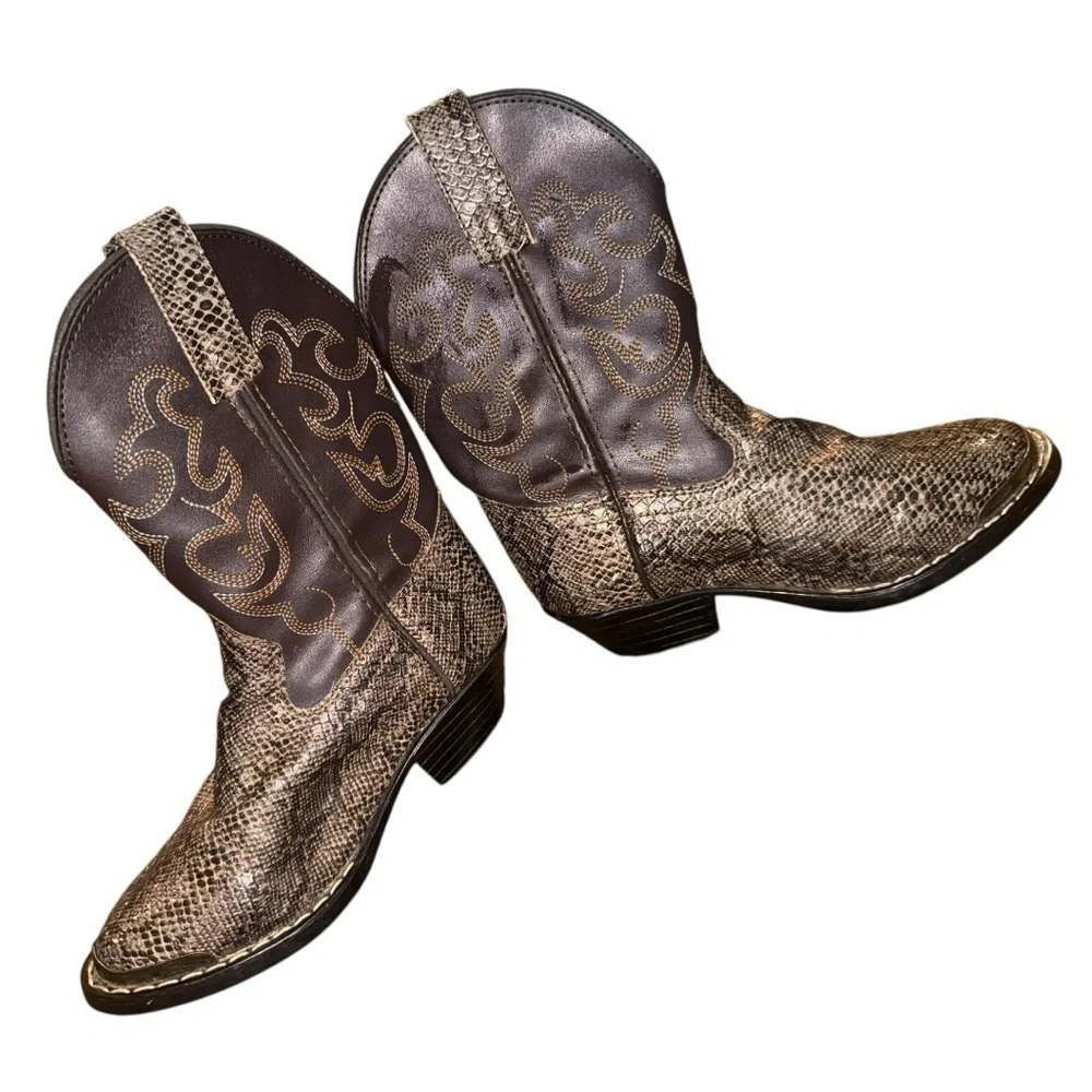 Smoky Mountain Boots Western Cowboy Boots Snakeskin Print Brown — Size 11.5 D